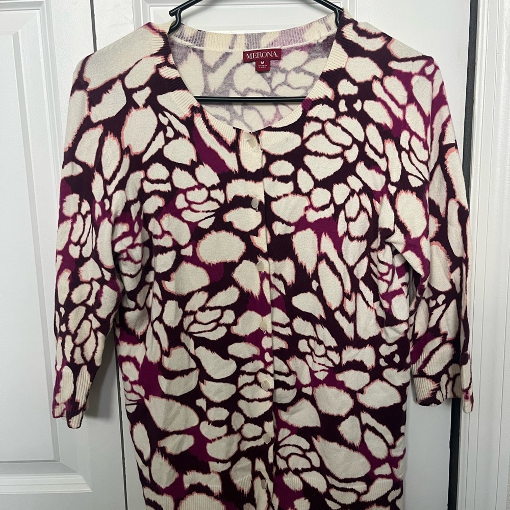 Merona Cream and Purple Knit Sweater